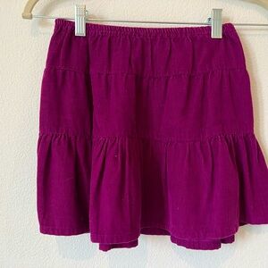 Garnet Hill Kids Fine Wale Cotton Corduroy Purple Girls Tiered Skirt 6